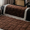 Thickened Short Plush Leaf Pattern Scratch Resistant Non-Slip Sofa Cover