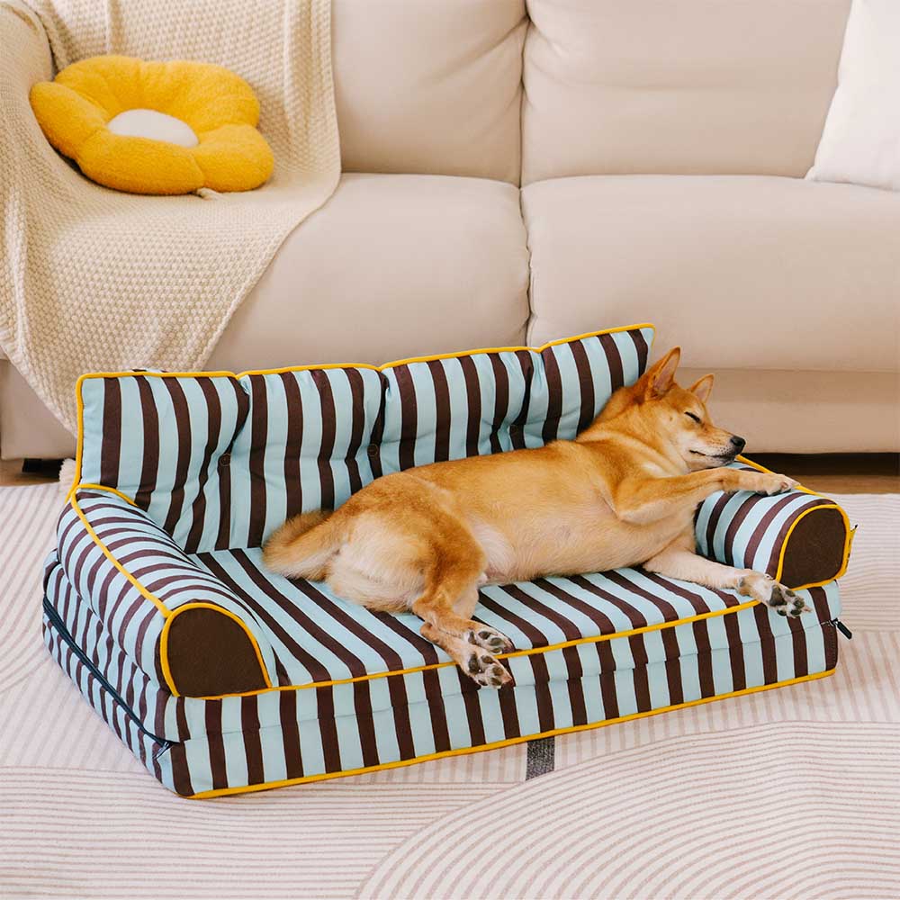 Stripe Waterproof Foldable Dog Sofa Bed - Sunny Siesta