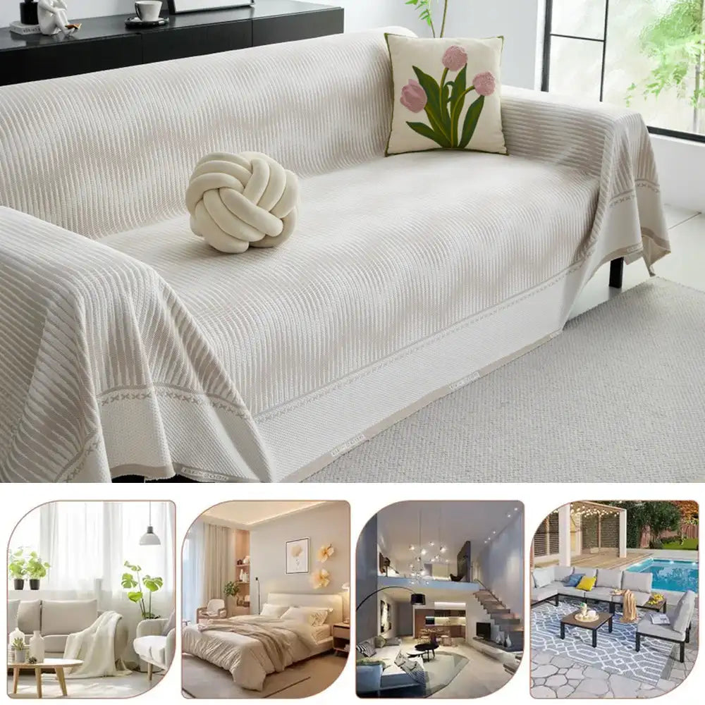 Modern Geometric Cooling Ice Silk Breathable Sofa Blanket Sofa Cover