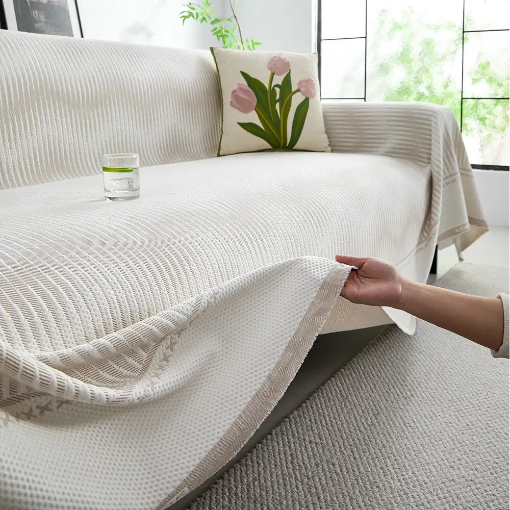 Modern Geometric Cooling Ice Silk Breathable Sofa Blanket Sofa Cover
