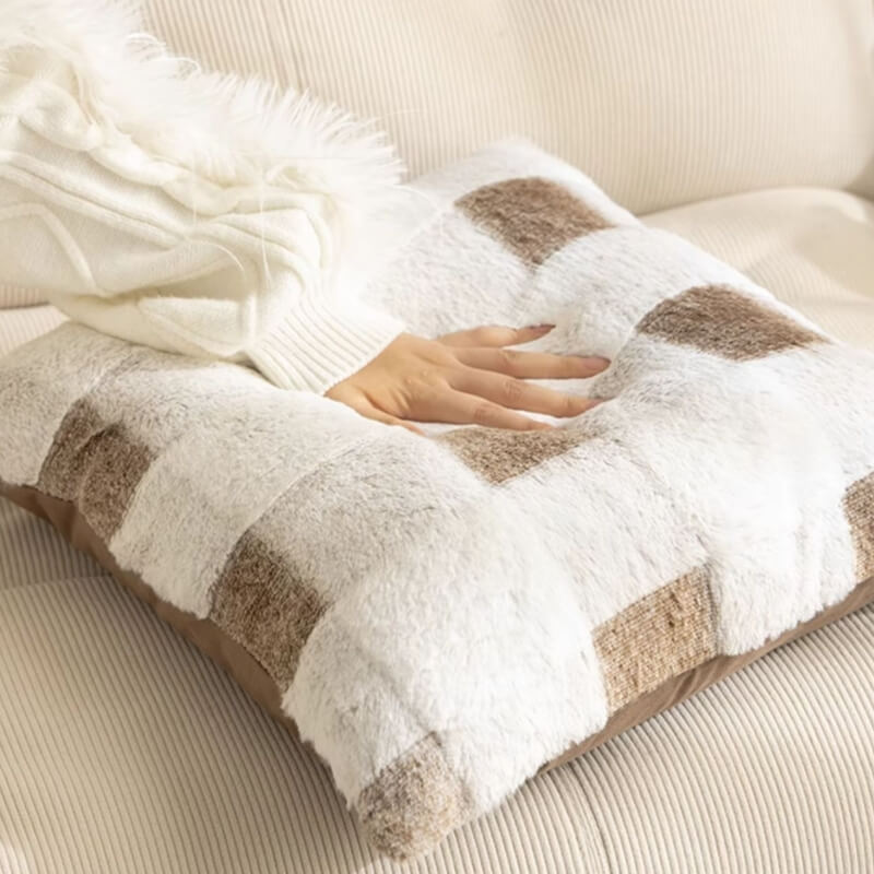 Ultra-Soft Plush Full-Cover Checkerboard Sofa Cover
