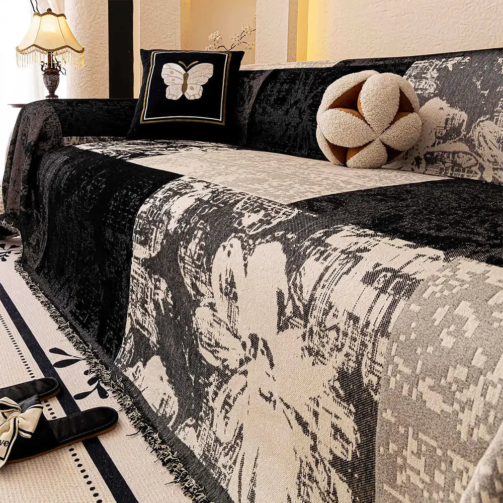 Vintage Botanical Jacquard Chenille Sofa Scratch-Resistant Sofa Cover