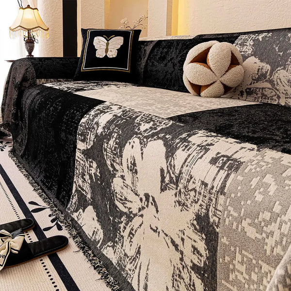 Vintage Botanical Jacquard Chenille Sofa Scratch-Resistant Sofa Cover