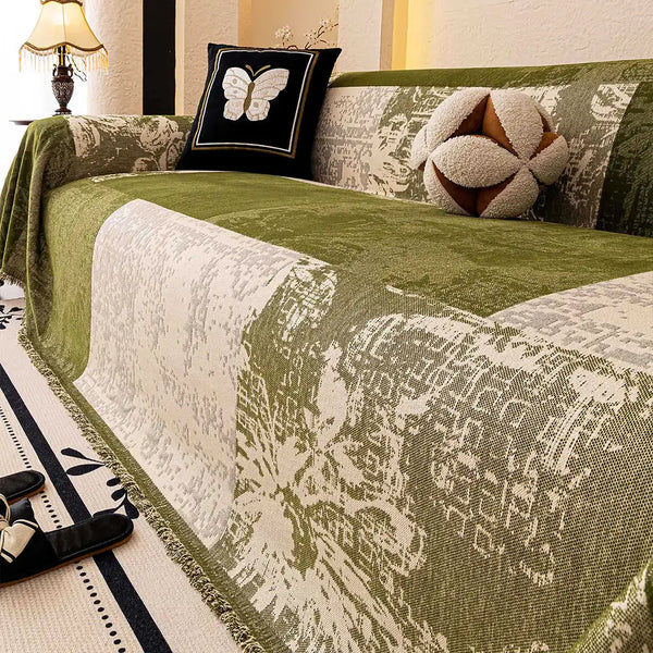 Vintage Botanical Jacquard Chenille Sofa Scratch-Resistant Sofa Cover