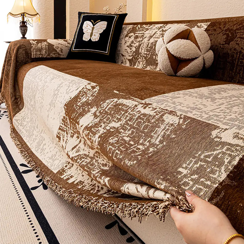 Vintage Botanical Jacquard Chenille Sofa Scratch-Resistant Sofa Cover