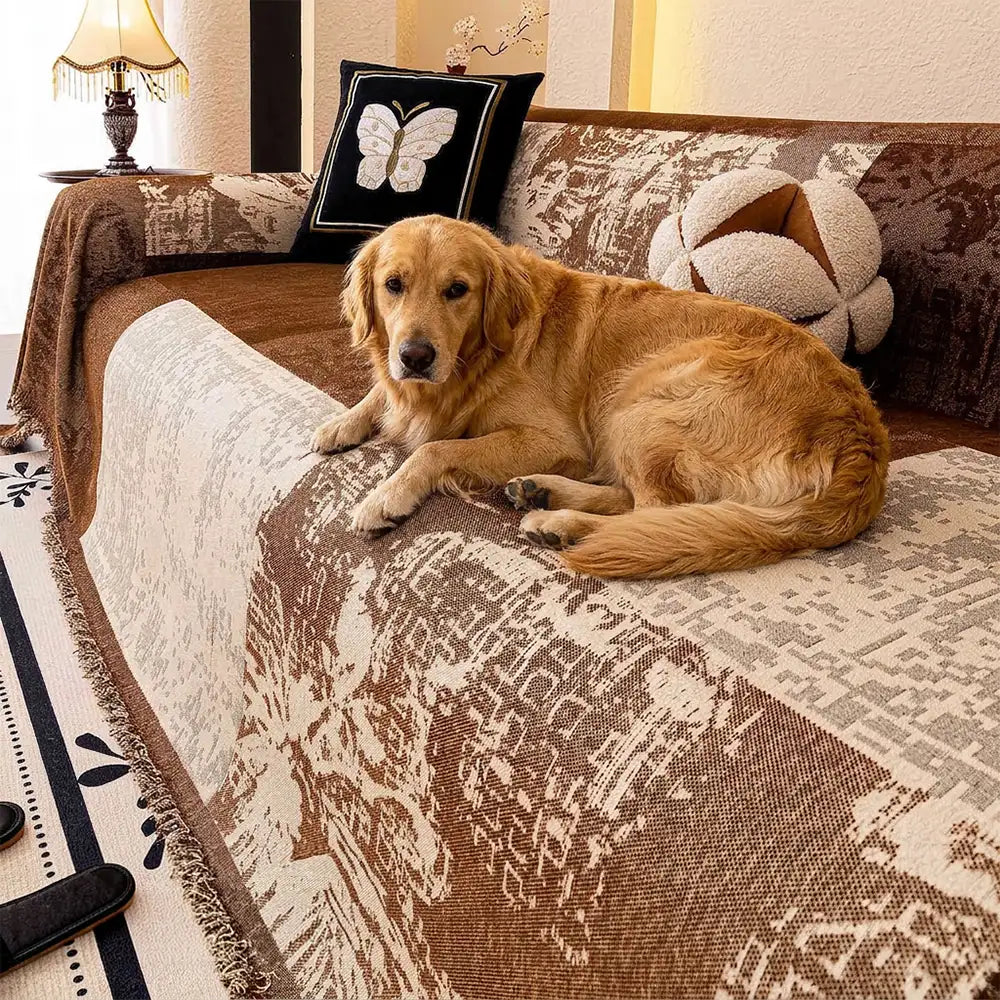 Vintage Botanical Jacquard Chenille Sofa Scratch-Resistant Sofa Cover