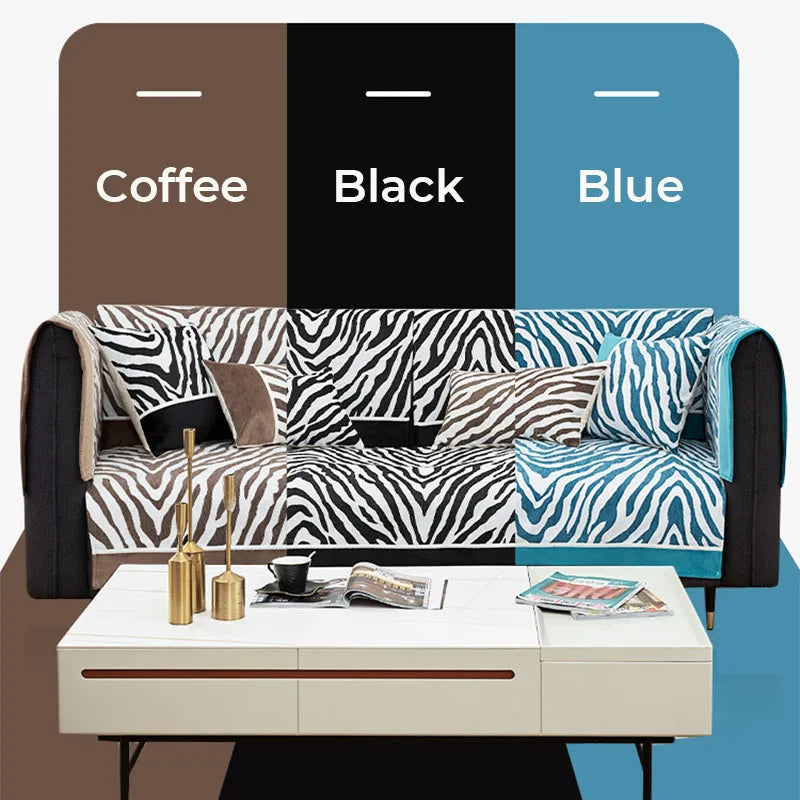Wild Zebra Print Chenille Furniture Protector Sofa Cover