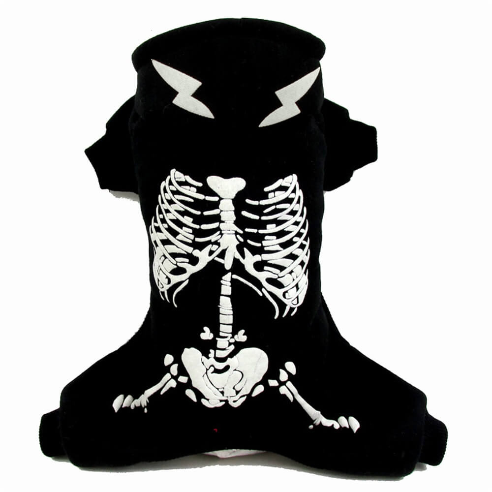 Halloween Puppy Skeleton Luminous Pet Hoodie | Glowing & Cozy