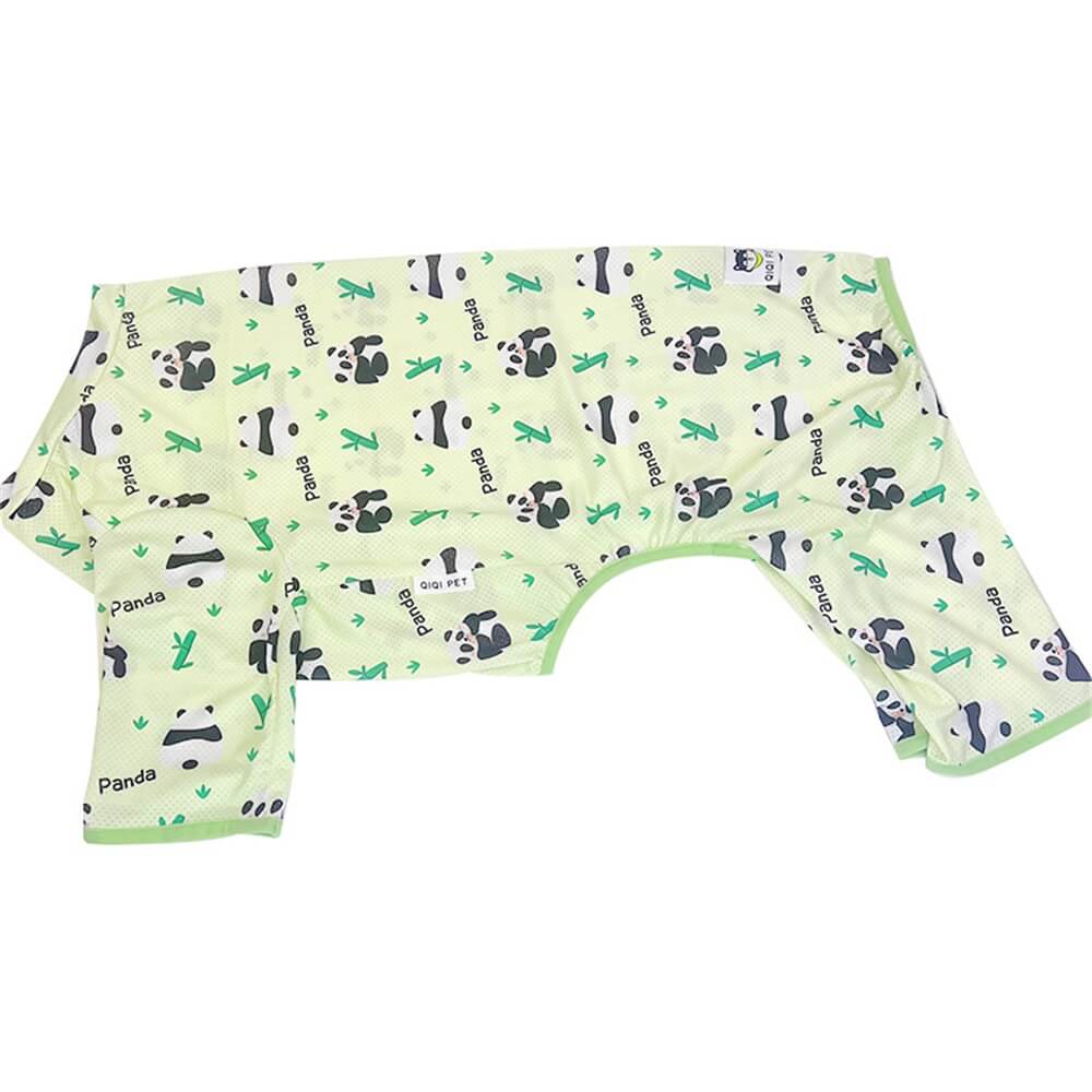 Pet dog clothes cartoon panda cool fabric four-legged jumpsuit