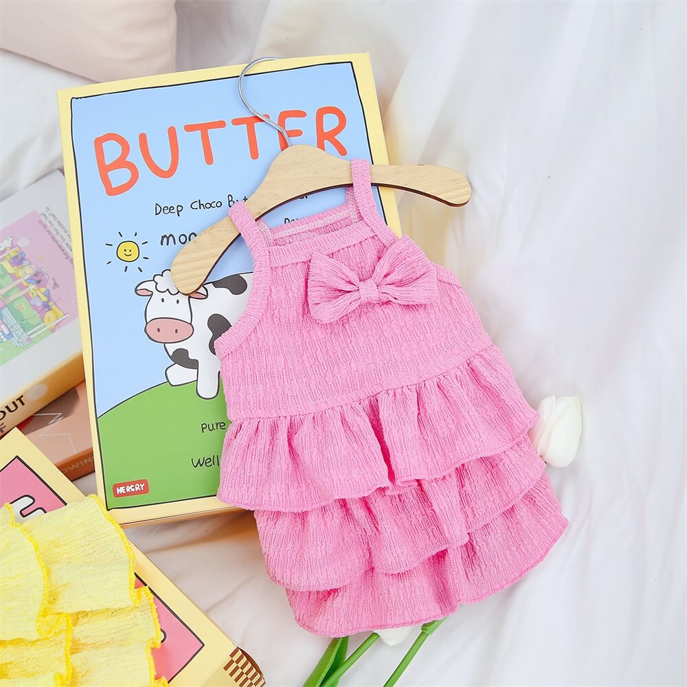 Adorable Ruffled Dog Dress with Bow - Perfect for Summer Outings