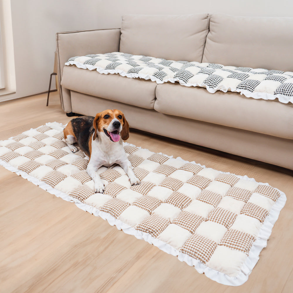 Checkered Color Matching Large Non-slip Pet Mat Sofa Cover