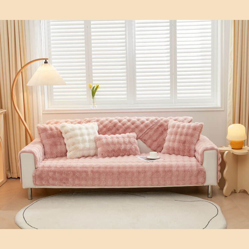 Cozy Plush Solid Colour Non-slip Sofa Cover