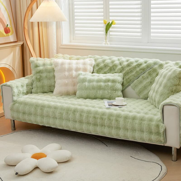 Cozy Plush Solid Colour Non-slip Sofa Cover