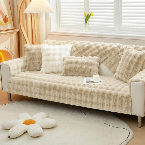 Cozy Plush Solid Colour Non-slip Sofa Cover