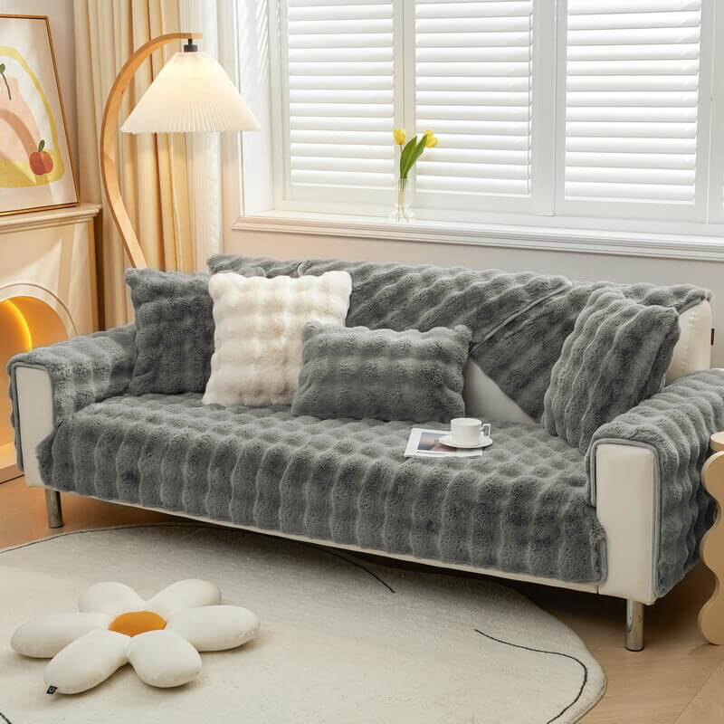 Cozy Plush Solid Colour Non-slip Sofa Cover