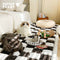 Cream-colored Large Plaid Square Fuzzy Pet Mat Bed Sofa Cover