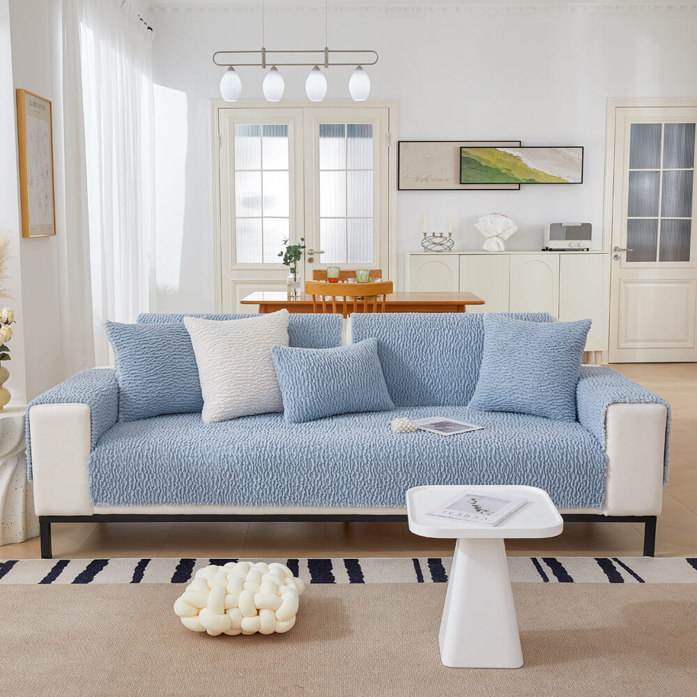 Cream Colour Berber Fleece Anti-Scratch Sofa Cover