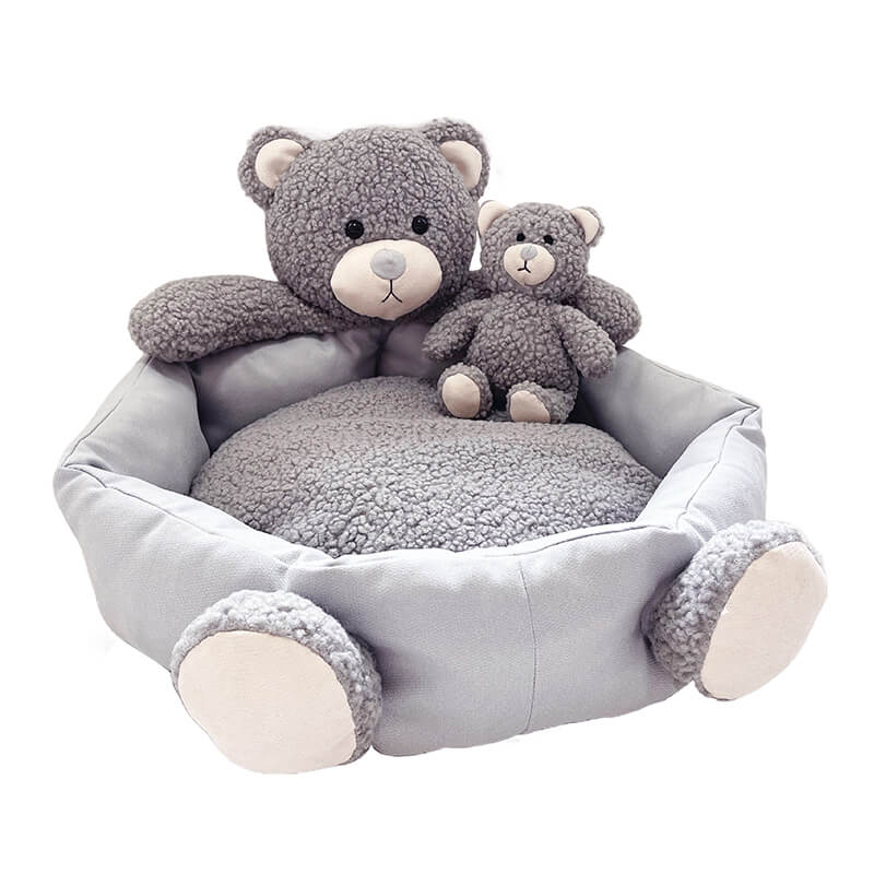 Lit pour animaux de compagnie mignon ours en peluche avec lit pour chien et chat jouet ours