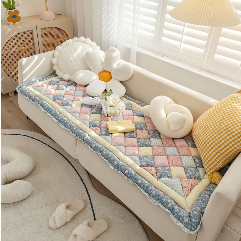 Floral Handmade Pure Cotton Protective Sofa Cover