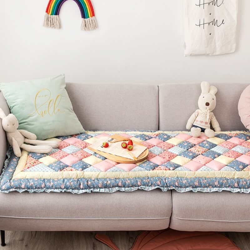 Floral Handmade Pure Cotton Protective Sofa Cover