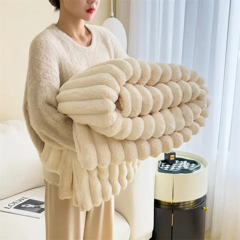 Couverture chaude de jet de canapé en peluche d'imitation de lapin couverture de chien