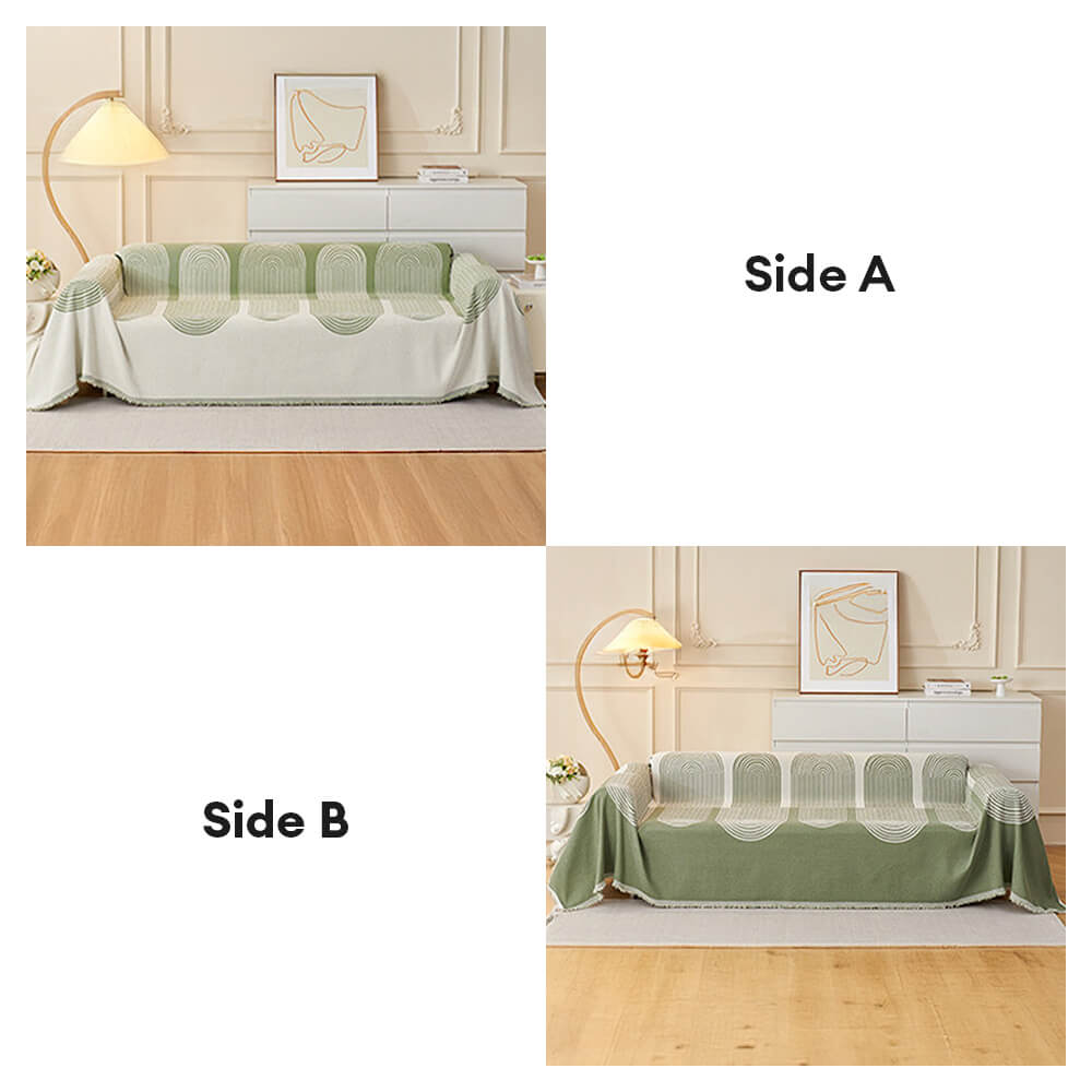 Geometric Pattern Reversible Chenille Throw Sofa Cover