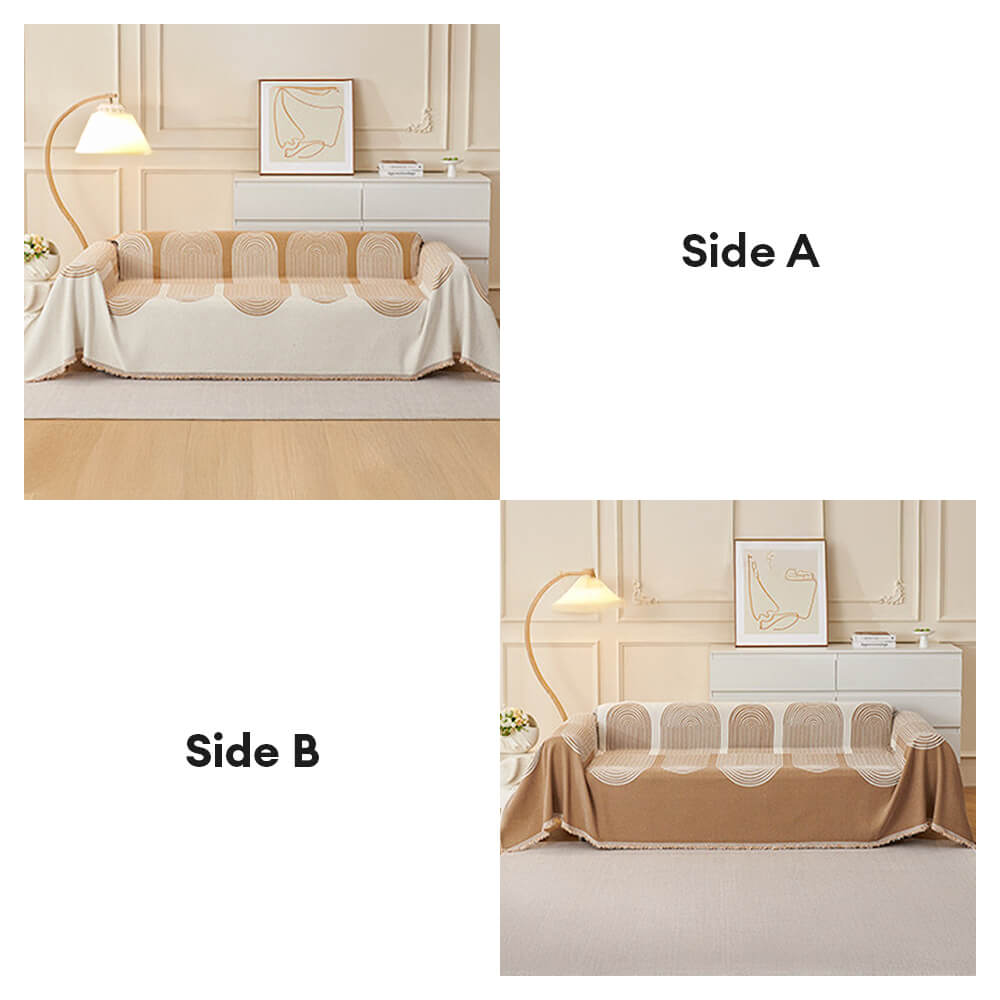 Geometric Pattern Reversible Chenille Throw Sofa Cover