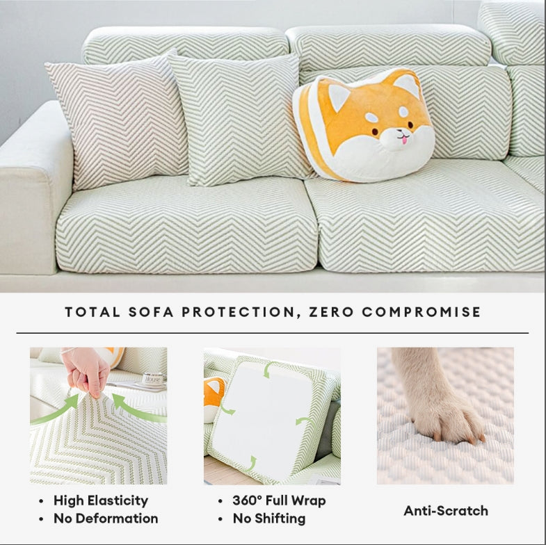 Cooling Ice Silk Stretch Full Wrap Sofa Protection Magic Sofa Cover