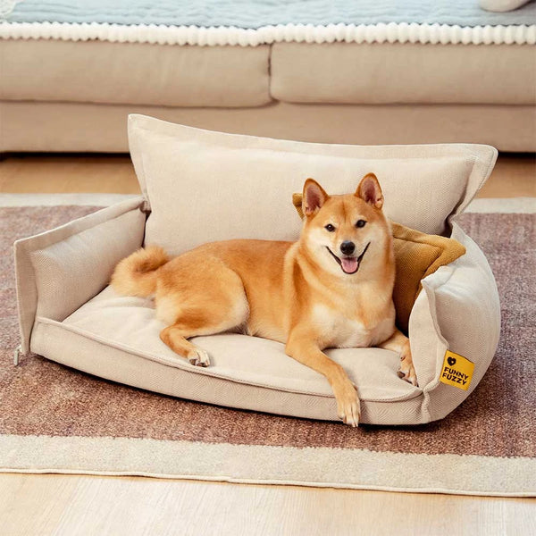 All-Season Chenille Dual-layer Removable Sponge Orthopedic Dog Bed With Pillow