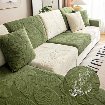 Modern Leaf Jacquard Water-Repellent Anti-Scratch Stretch Full Wrap Sofa Cover