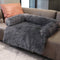 Lit pour chien protecteur de meubles apaisant - Dossier pelucheux
