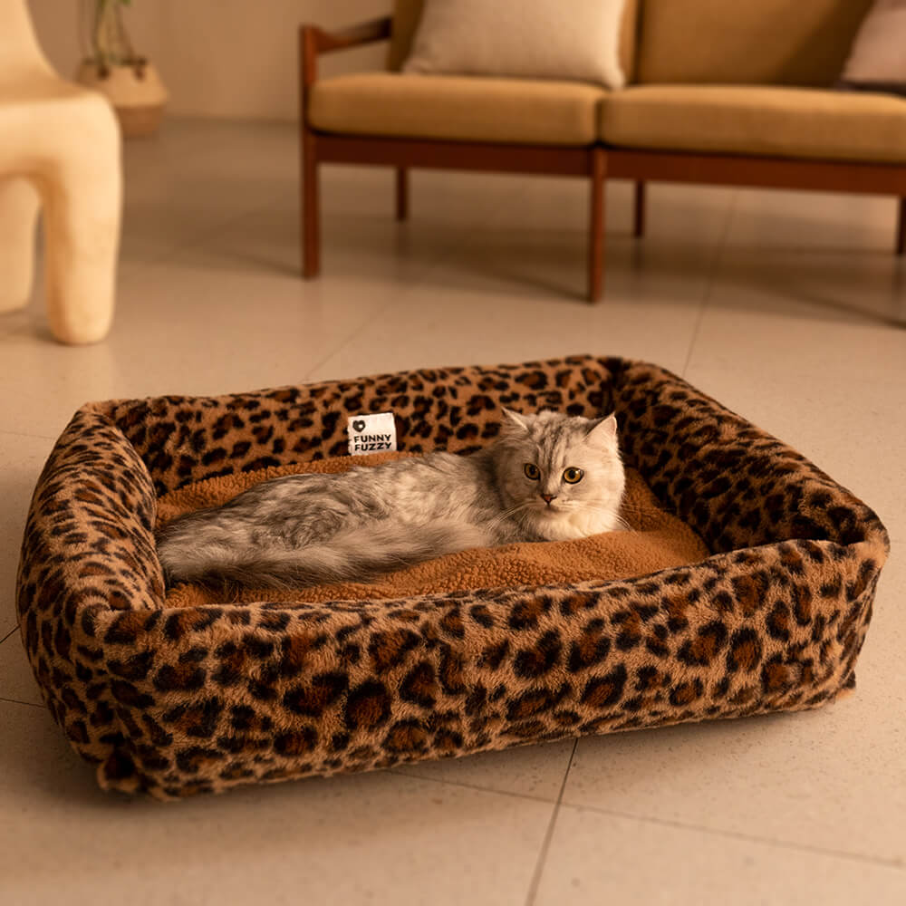 Wildlife Series Cowhide Leopard Print Pet Dog Bed