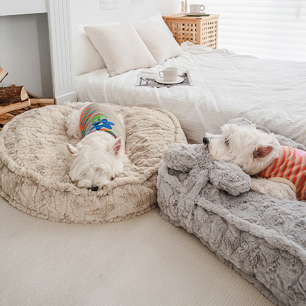 Warming Fluffy Bone Cloud Shape Calming Dog Bed